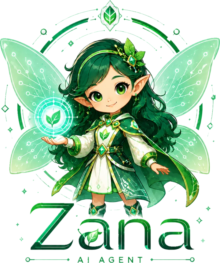 Zana — the AI coding agent, a green terminal fairy